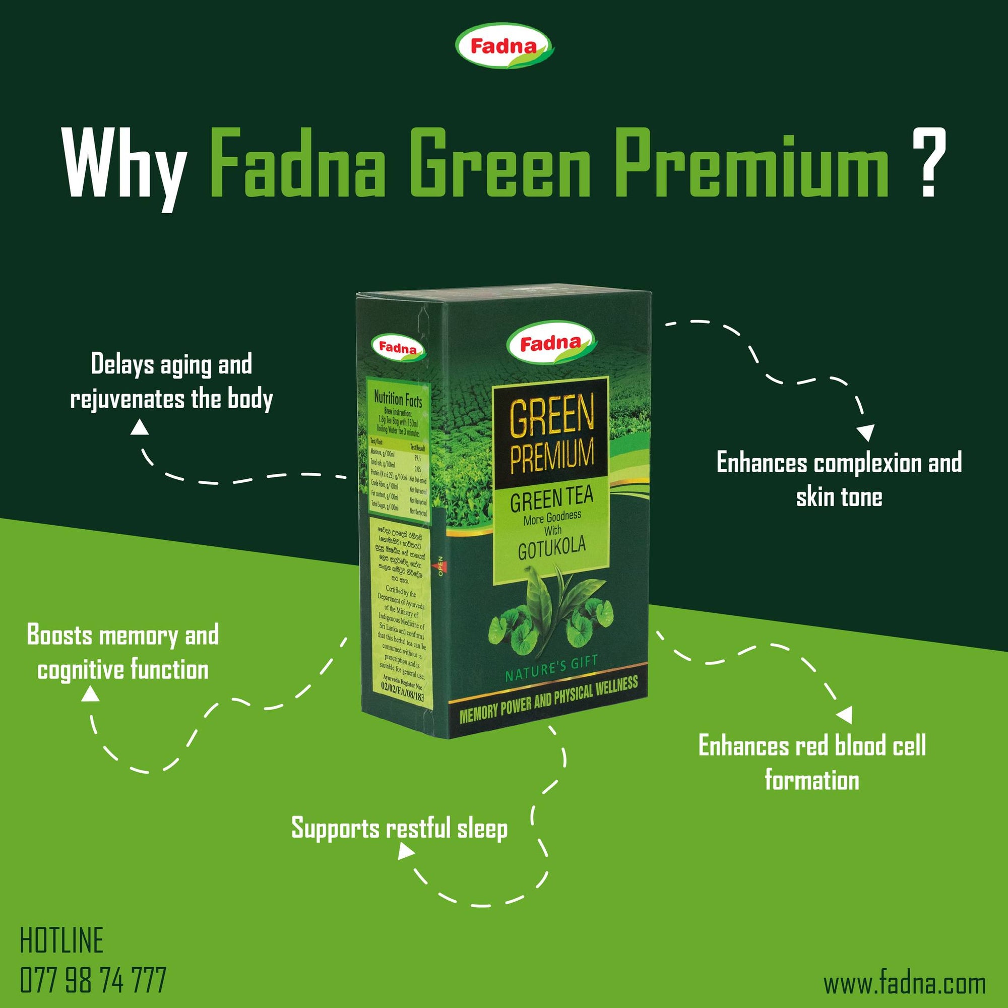 Green Premium Tea with Gotukola