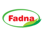 Fadna logo with red text and green leaf on a white background