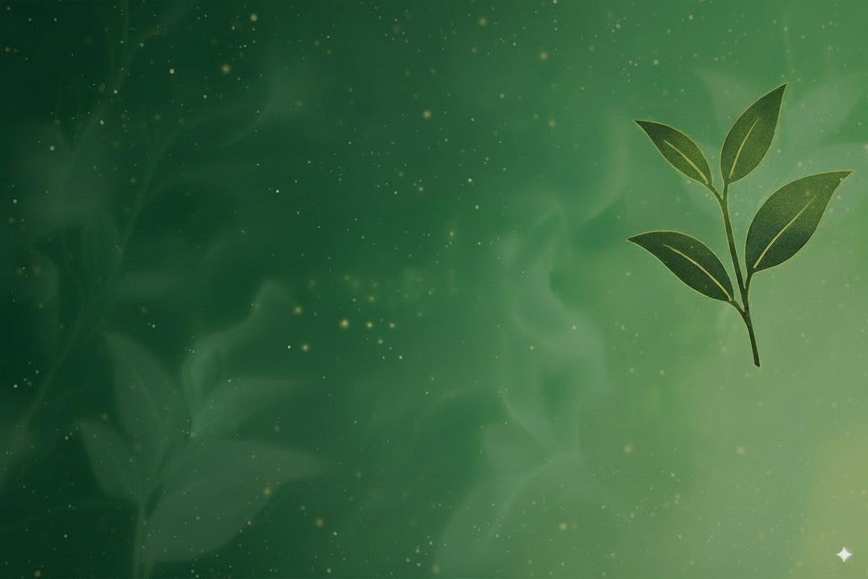 Green leafy design on a green background