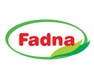 Fadna logo with red text and green leaf on a white background