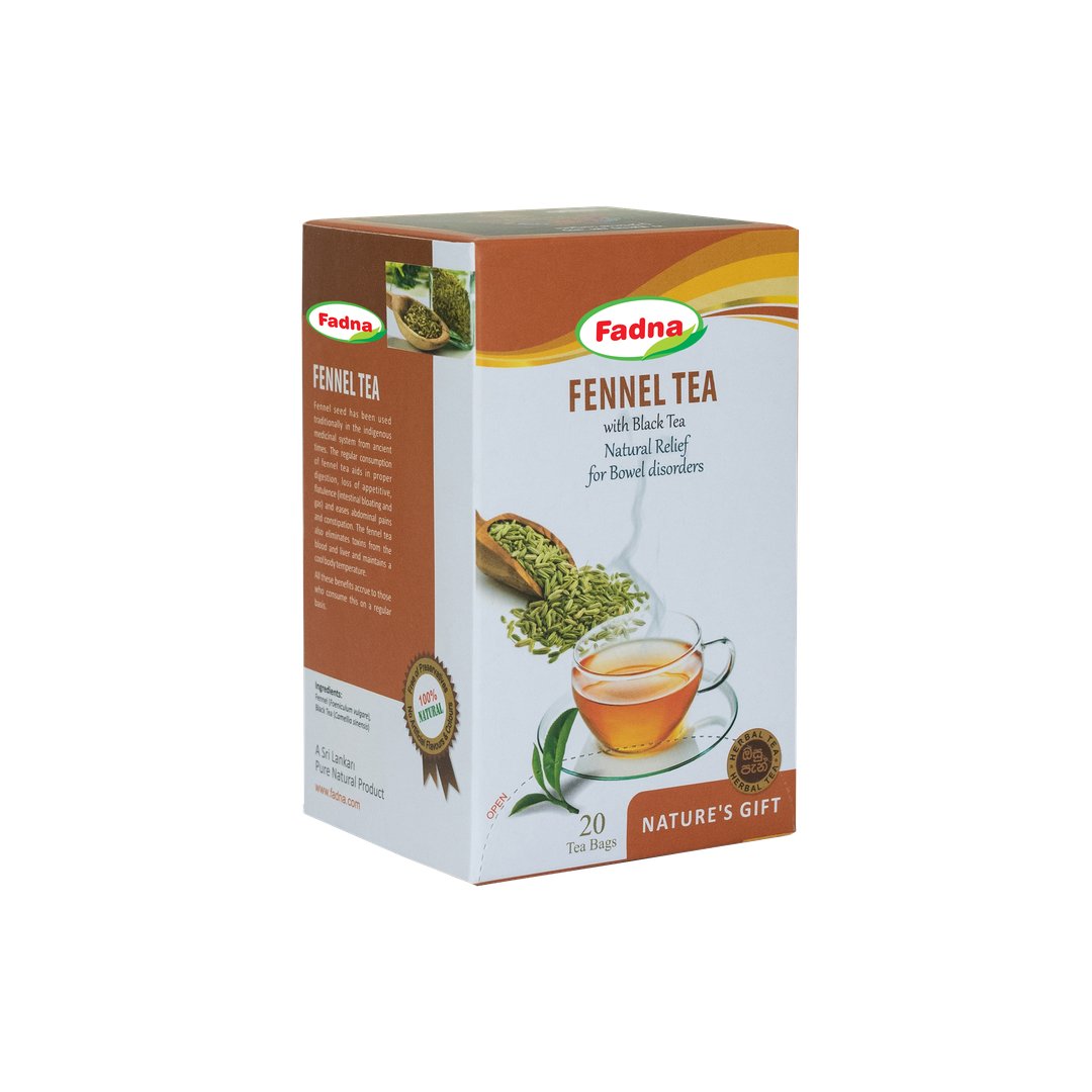 Fadna Fennel Tea packaging on a white background